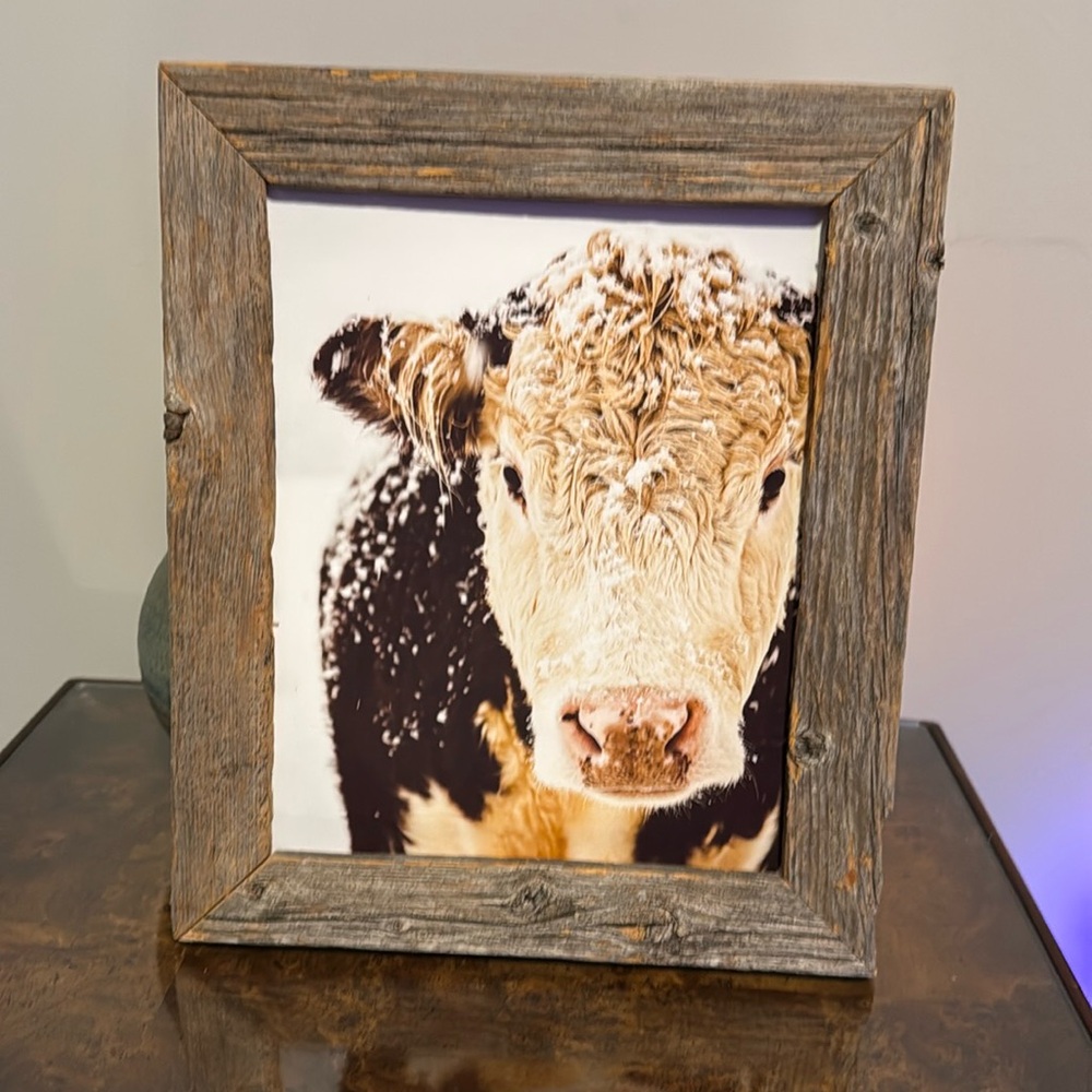 cow studio art original reclaimed wood no glass unique 10x12 farmhouse bathroom